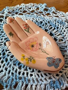 Anthropologie Peach Hand-Shaped Trinket Dish